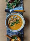 Seasonal baked pumpkin cream soup