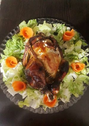 عکسی از دستور مرغ شکم پر