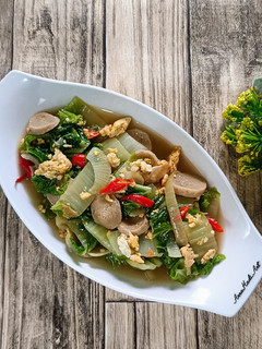 Foto resep Tumis sawi putih bakso telur
