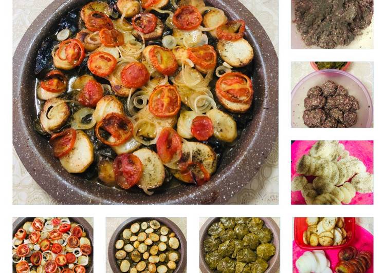 لحمة على ورق عنب 🍇 مع البطاطا 🥔 المقليه