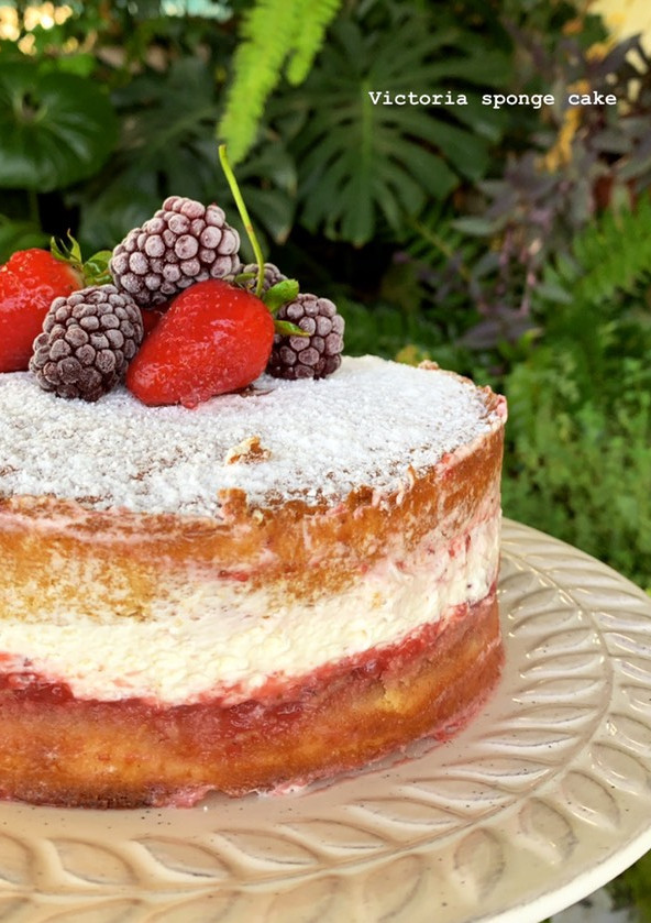 Una foto de Victoria sponge cake