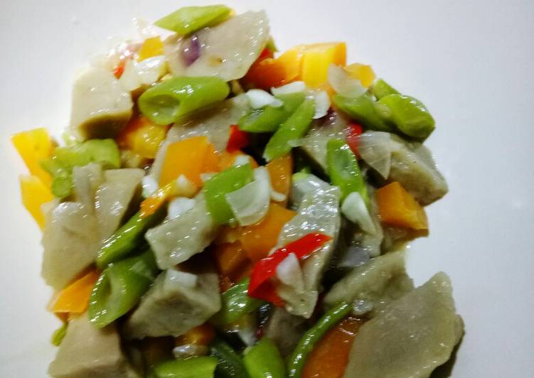 Tumis wortel, buncis, bakso simple