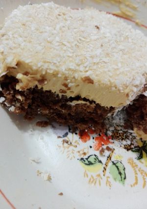 Una foto de Falso cheesecake de dulce de leche y chocolate