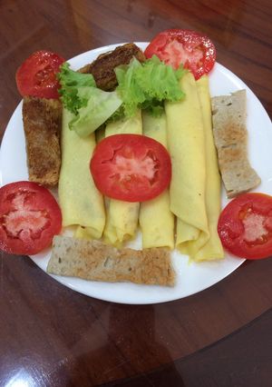 Hình của món Bánh cuốn trứng hấp.