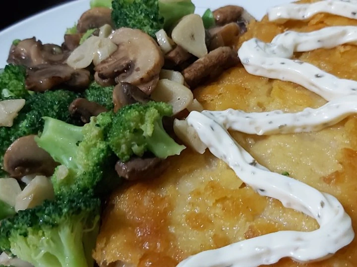 Cara Simple Membikin Resep  Dori goreng tepung dan Brokoli Jamur yang Enak, Lezat Sekali