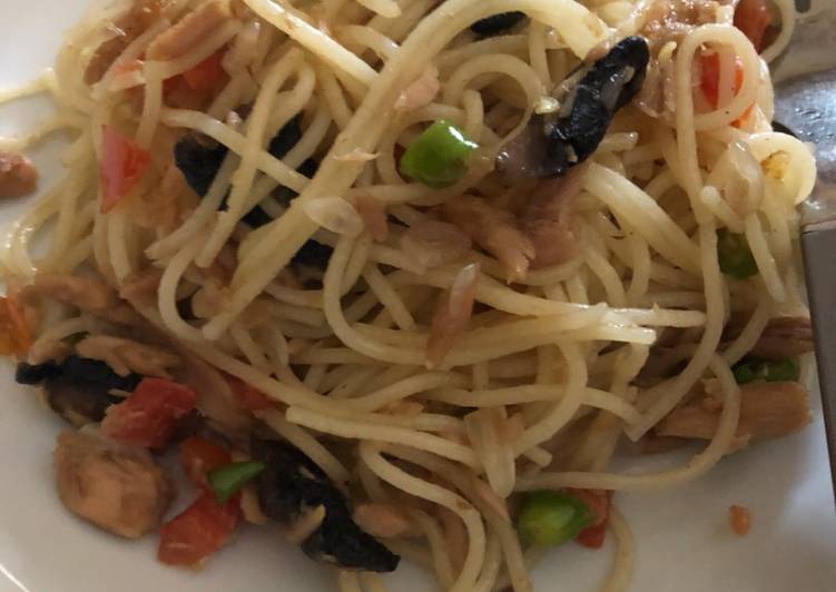 Resep Spaghetti Tuna Jamur Sambal Matah, Sempurna