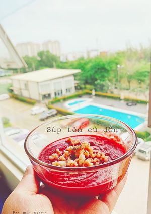 Hình của món Súp tôm củ dền.