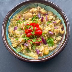 A picture of Fūl Medames – dried fava bean stew.