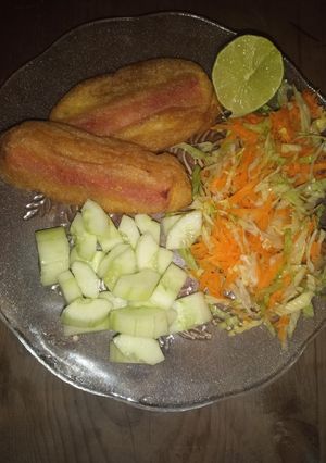 Una foto de Rollitos de jamón capeados