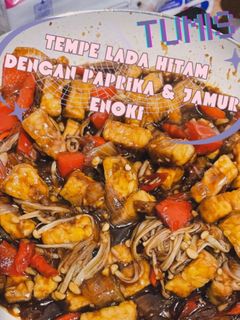 Foto resep Tempe Lada Hitam dengan Paprika & Jamur Enoki