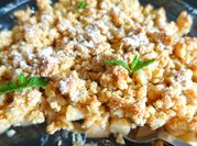 Una foto de crumble de manzana saludable