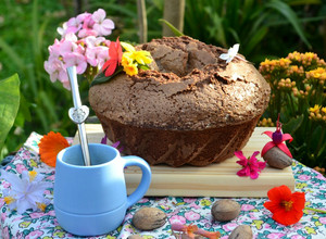 Una foto de Torta Nesquik, con harina integral, café y nueces🌺
