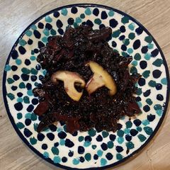 A picture of Black rice shiitake mushroom risotto.