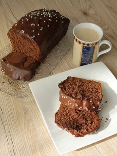 Una foto de Pastel de chocolate y plátano