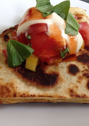 A picture of Super-quick Basil and Parma Ham Quesadillas.