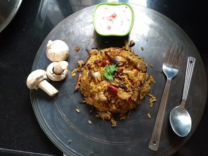 How To Make Smoky mushroom biryani which So Delicious