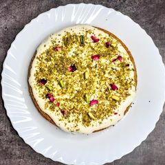 Pistachio cake with White Chocolate Glaze A picture of Pistachio cake with White Chocolate Glaze.