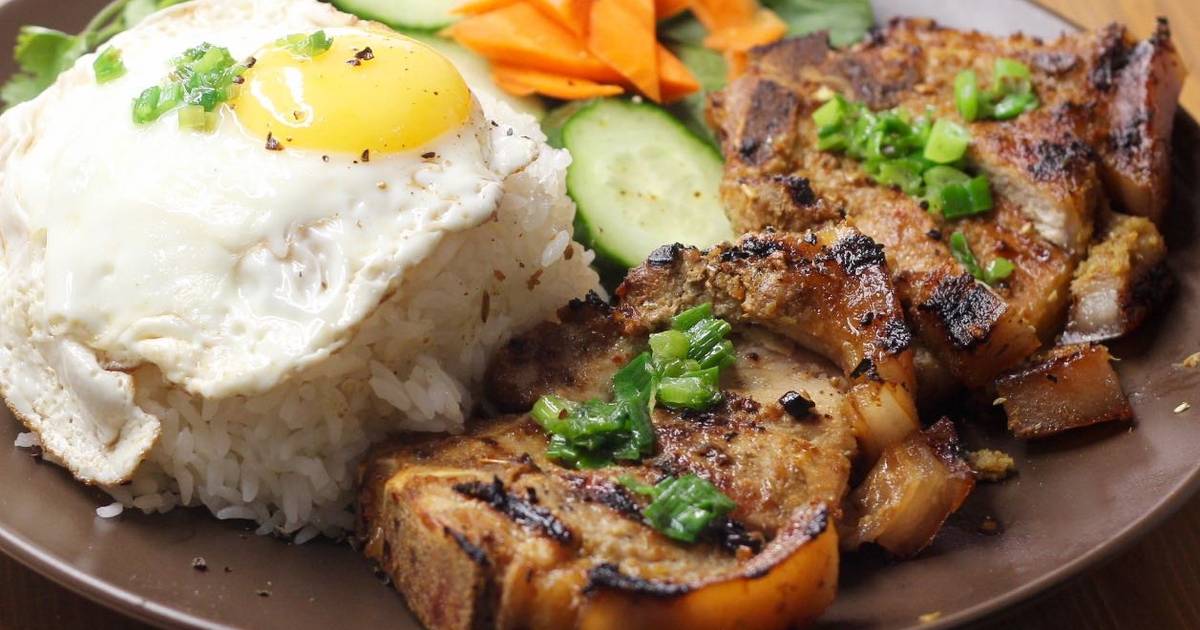 Simple grilled pork chop rice plate with eggs recipe Recipe by Annies