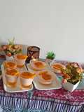 Mango jelly with mango sauce strawberry fruit custard