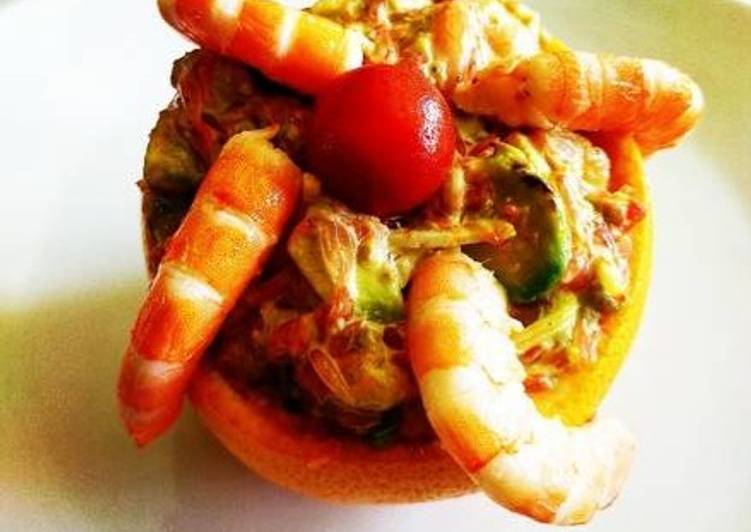 Recette: Pamplemousse crevettes et avocat