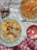 Steamed Chicken-Egg with Chilli Peanuts Sauce