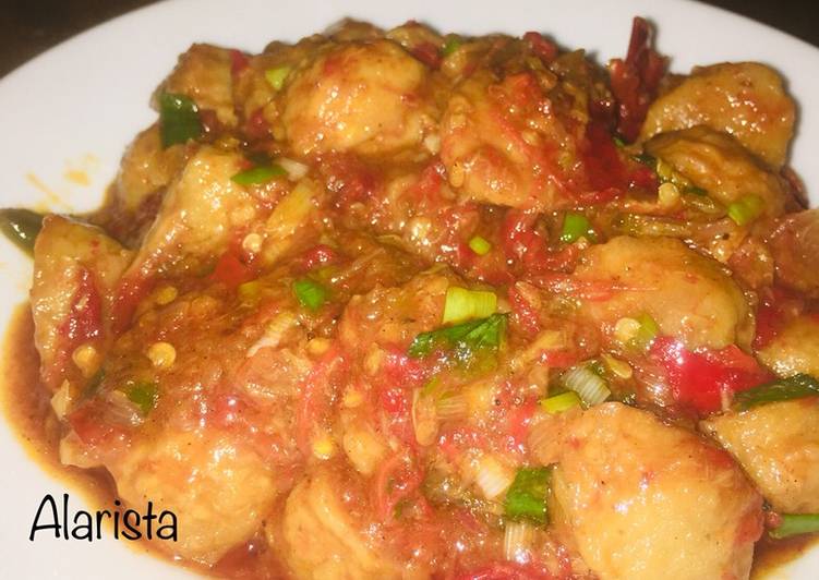 Recipe: Perfect Bakso sambel terasi goreng