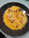 Risotto de Calabaza y Gorgonzola con Panceta y Toque de Parmesano fácil