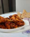 Fried chicken with rumali roti