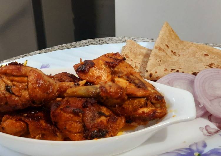 Fried chicken with rumali roti