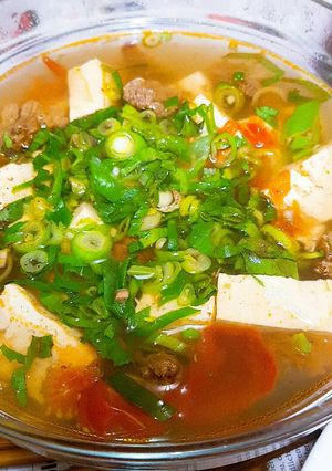 Hình của món Canh thịt bò đậu hũ cho 1 ngày mưa.