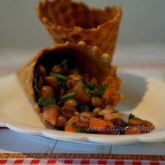A picture of Peanut chaat icecream cone.