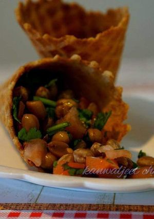A picture of Peanut chaat icecream cone.