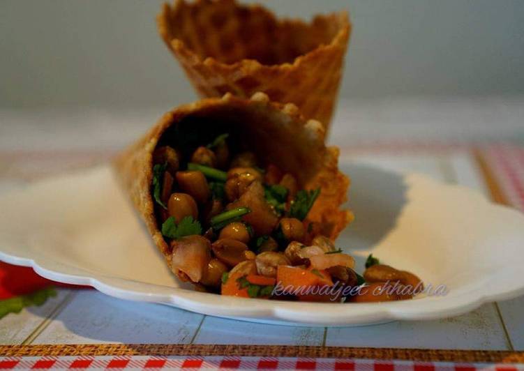 Peanut chaat icecream cone