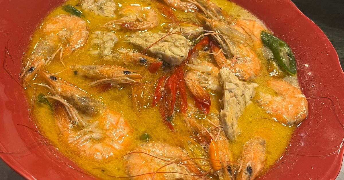 Udang Tempe Kuah Santan Pedas