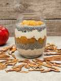 🍎🫙Chía overnight oat pudding apple pie - Chía, avena, yogur y manzana con canela 🫙🍎
