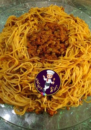 عکسی از دستور ماکارونی با گوشت و عدس