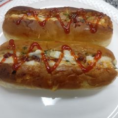 A picture of Stuffed veg hotdogs.