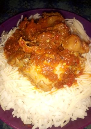 A picture of Rice and stew.