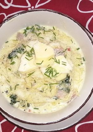 Una foto de Zapallo Spaghetti Alfredo y más