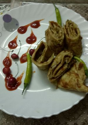 A picture of Mushroom masala Omelette Roll.