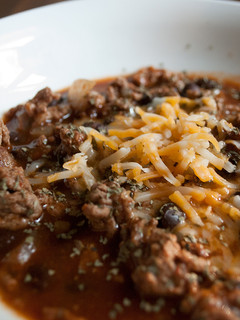 A picture of Taco Soup with Pizza Sauce.