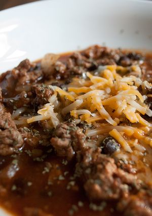 A picture of Taco Soup with Pizza Sauce.