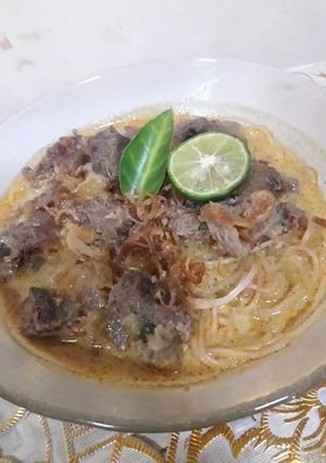 Foto resep Bihun siram kuah kari sapi