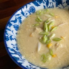 A picture of Turkey and Corn Egg Drop Soup.