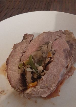 Una foto de Lomo liso relleno con champiñones