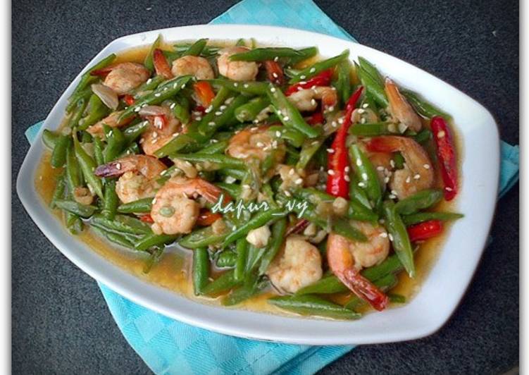 Tumis BUNCIS UDANG saos tiram