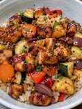 Korean BBQ pollo con verdure al forno + riso