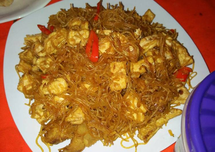 Cara mudah Membuat Bihun tahu goreng sederhana yang Bisa Manjain Lidah