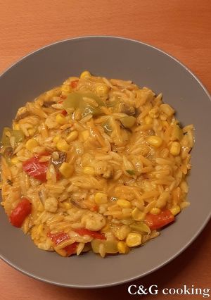 Φωτογραφία της συνταγής Κριθαρότο Creole με γαρίδες και λαχανικά C&G