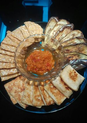Foto resep Tahu Tempe Terong Panggang + Sambel Bawang (no oil, no salt)